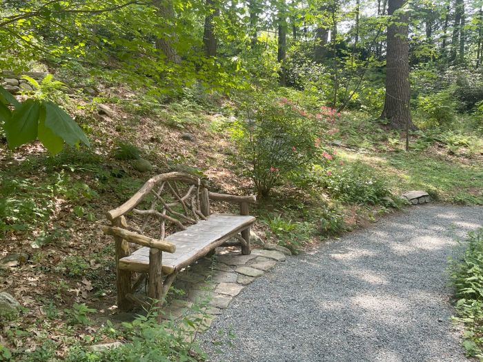 garden in the woods native plant trust bench