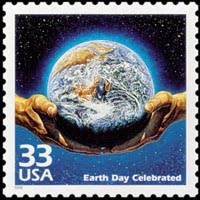 annual celebrate earth day with postage stamps photo