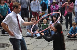 street performer auditions at faneuil hall marketplace photo