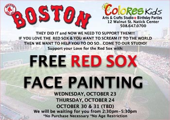 free red sox themed face painting at colores kids photo