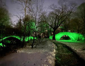 lighted bridges along the emerald necklace - green led photo