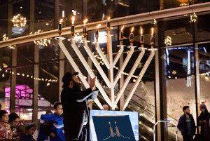 menorah lighting at boston seaport photo